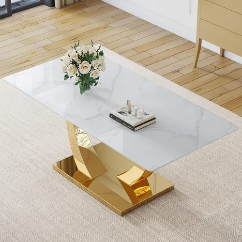 Miniatura 54 de Mesa de comedor moderna para mesa de comedor de mármol sintético de 4/6, 63 pulgadas, mesa de cocina rectangular, mesa de cocina y comedor de fácil