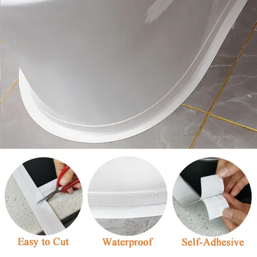 Miniatura 2 de Cinta de calafateo blanca Linlyda para baño y cocina, 1.5"x10.5 pies de PVC autoadhesiva, tira de calafateo impermeable, cinta de sellado
