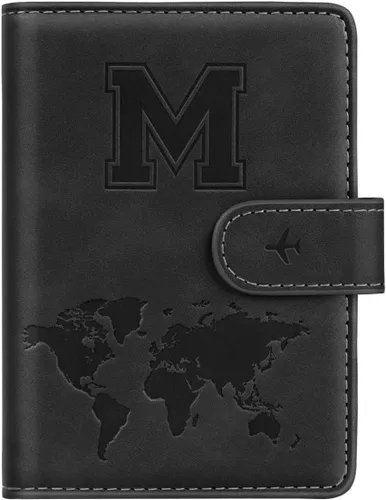 Miniatura 82 de Funda para Pasaporte Personalizada con Letra de la A a la Z, Billetera de Viaje con Bloqueo RFID, Funda para Pasaporte, Estuche para Pasaporte