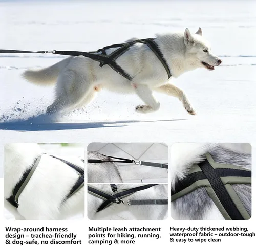 Miniatura 2 de Arnés de perro para tirar de peso para perros, arnés de tracción para perros para trineo y entrenamiento de correr (verde bosque, M)
