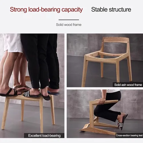 Miniatura 3 de Sillas de comedor tapizadas gruesas, sillas de cocina modernas de madera sólida, sillas de comedor tapizadas de cuero con marco minimalista, muebles