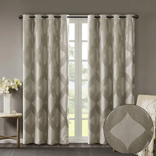 Sun Smart Bentley - Cortinas opacas para ventana, jacquard de punto Ogee, decoración de sala de estar, aislamiento térmico, bloqueo de luz para
