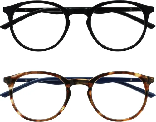 Miniatura 17 de OPULIZE MET - Lentes de lectura con bloqueo de luz azul para mujeres y hombres, marco redondo delgado con bisagras de resorte, resistentes a los 1