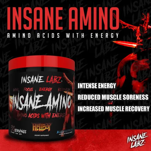 Miniatura 9 de Insane Labz Paquete Hellboy, psicótico Hellboy preentrenamiento y loco amino BCAA, aumenta la masa muscular, la fuerza, el enfoque y el tiempo