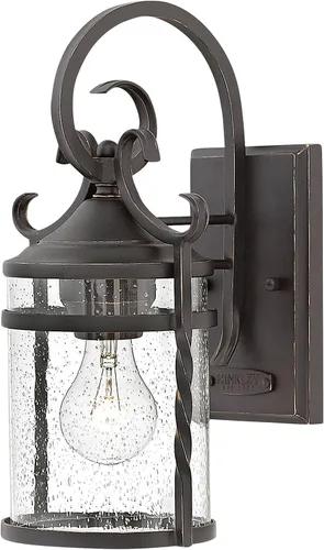 Hinkley Casa Collection - Soporte de pared pequeño para exteriores con una sola luz, lámpara exterior negra Olde - Cristal semillero transparente -