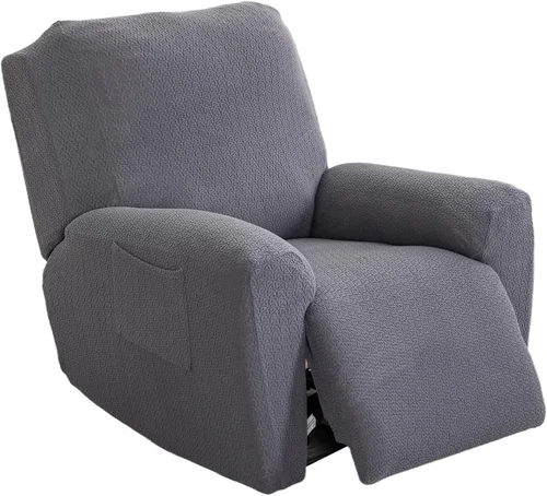 Miniatura 13 de NILUOH Funda para sillón reclinable, 4 piezas, elástica, estampada, con bolsillo lateral, funda para sofá reclinable, antideslizante, ajustable, 16