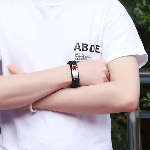 Miniatura 67 de Pulsera de alerta médica Paracord para hombres y mujeres Pulsera de identificación médica de acero inoxidable con hebillas de liberación lateral