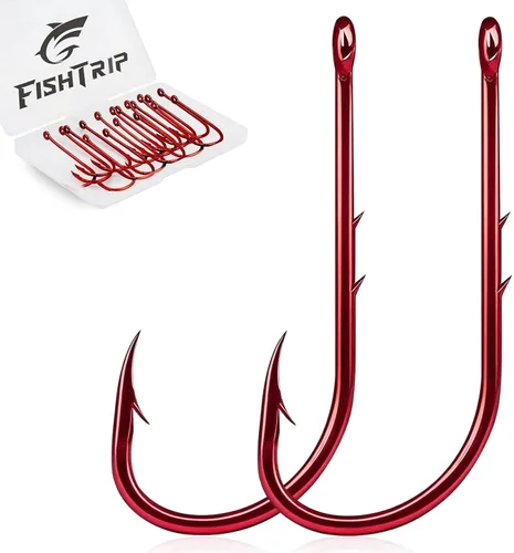 Miniatura 8 de FishTrip Baitholder Fishing Hooks, 100 Pack Bait Holder Hook Double Barbed Offset Long Shank Live Bait Fish Hooks Saltwater Freshwater for Bluegill