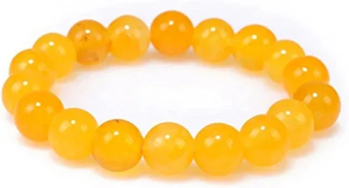 Miniatura 6 de Pulsera de cornalina de jade de 0.394in con cuentas de piedra de nacimiento de cuentas de equilibrio elástico hecho a mano (amarillo y rojo)