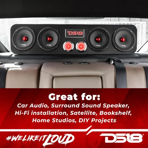 Miniatura 5 de Altavoz DS18 PRO de rango medio, cúpula en compresión de aluminio roja, altavoces de puerta de audio de alta calidad para auto o camión sistema