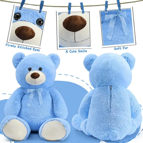 Miniatura 3 de Toys Studio - Adorable oso de peluche gigante, de 36 pulgadas, color gris, felpa suave, para novias y niñas Azul