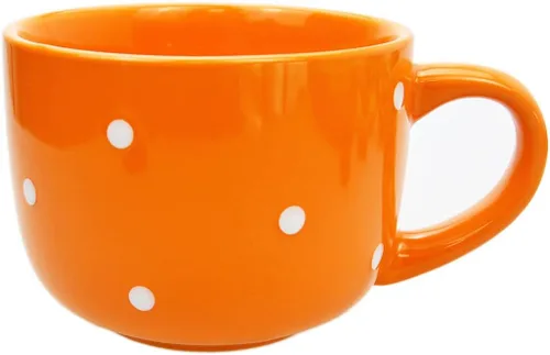 Miniatura 8 de CHOOLD Taza de café de cerámica con lunares, taza de té, tazas gigantes, cuenco de sopa con asa, 15 onzas Azul