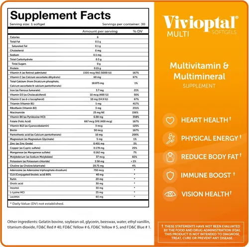 Miniatura 6 de Vivioptal Multi, 30 cápsulas blandas, multivitamínico y multimineral, sin gluten, fórmula alemana