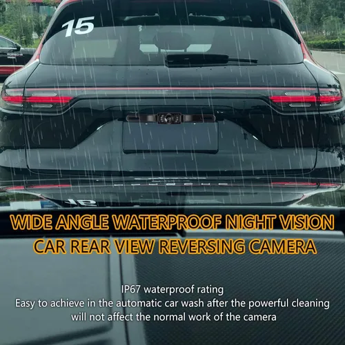 Miniatura 5 de Cámara de respaldo HD para automóvil con cámara de matrícula de visión nocturna de 8 LED, gran angular de 170°, cámara de visión trasera impermeable