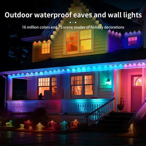 Miniatura 9 de Luz permanente para exteriores, 100 pies con 72 luces LED de alero, luces RGB inteligentes para exteriores con 75 modos de escena, IP67 resistente