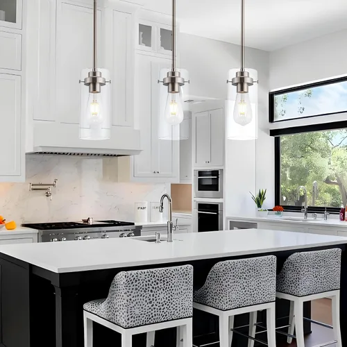Miniatura 7 de Lámpara colgante, luces de cocina colgantes de techo, accesorios de iluminación de cocina con acabado de níquel cepillado, iluminación colgante