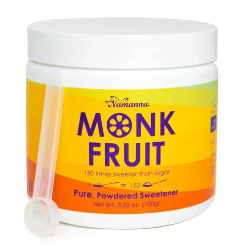 NAMANNA Edulcorante puro de frutas de monje, cero calorías, cero carbohidratos, seguro para paleo (25% Mogroside V, 3.53 onzas, 2000 porciones)