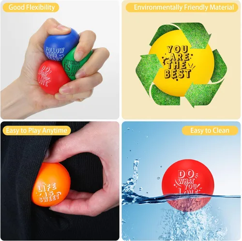 Miniatura 4 de Leyndo 200 bolas de estrés para adultos y niños, citas motivacionales a granel, para aliviar el estrés, bolas de espuma coloridas para apretar