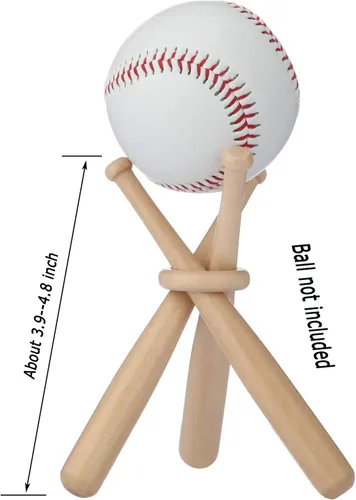 Miniatura 3 de BaseGoal La exhibición de madera del soporte del sóftbol del béisbol consta de 3 mini bates de béisbol y 1 círculo de madera