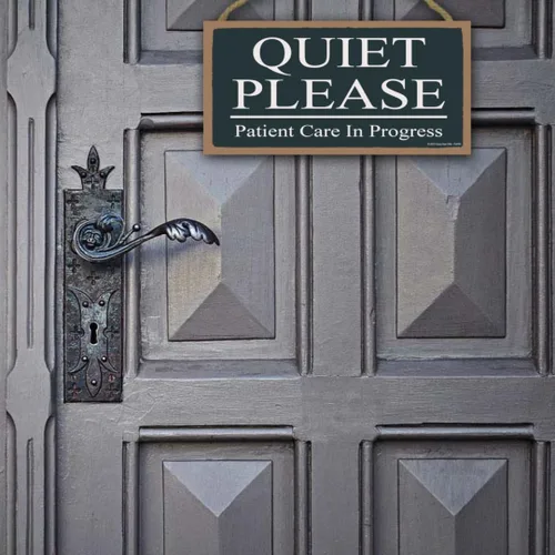 Miniatura 7 de Honey Dew Gifts, Quiet Please Patient Care in Progress, 10 x 5 pulgadas, decoración de oficina de terapia, colgador de puerta, letreros de madera