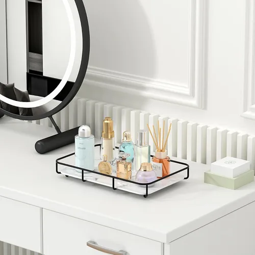 Miniatura 5 de Dobbyby Bandeja de Tocador Organizador de Maquillaje Almacenamiento de Cosméticos Organizador de Cuidado de la Piel para Baño Estante de Exhibición