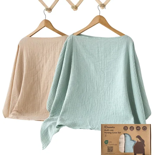 Miniatura 8 de Funda de lactancia para lactancia materna, paquete de 2 bufandas de muselina de algodón de 51 x 47 pulgadas, funda de privacidad de 360°, funda