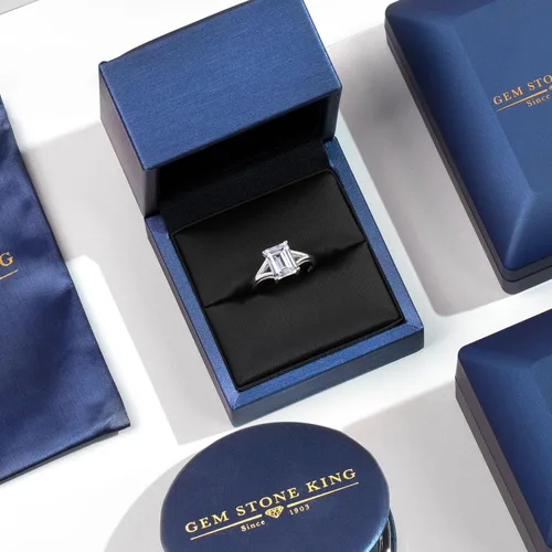 Miniatura 11 de Gem Stone King Anillo de compromiso solitario con diseño clásico de vástago dividido para mujer, plata de ley 925, piedra natal de piedra preciosa