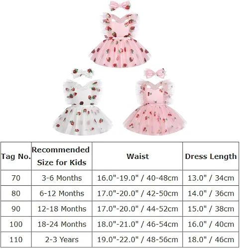 Miniatura 7 de IDOPIP Baby Girls Sequin Strawberry Cherry Tutu Dress Summer Backless Lace Princess Birthday Party Dress with Headband Outfit