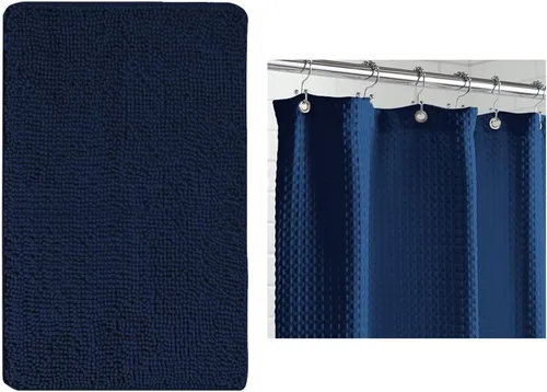 GORILLA GRIP Cortina de ducha de felpilla para baño y gofres, tamaño de baño 24 x 17 pulgadas, lavable a máquina, cortina de ducha tipo gofre,