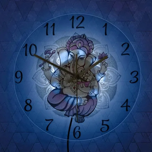 The Geeky Days Lord Ganesh Multi Color LED Iluminación Silencioso Reloj de Pared para Dormitorio Indio Decoración del Hogar Reloj Vinayaka Ganesha