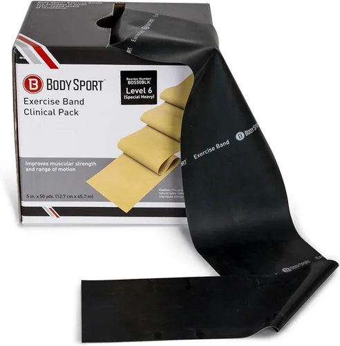 Miniatura 11 de Body Sport Bandas de ejercicio: bandas de resistencia en rollos de 50 yardas para fitness, estiramiento o terapia física