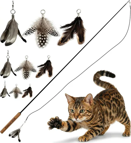 Miniatura 13 de Forever Stick - La varita de plumas para gatos indestructible, juguete interactivo extra largo y duradero para gatos de interior, juguete de caña