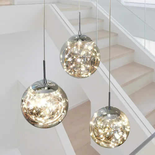 Miniatura 8 de Lámparas Colgantes Candelabros de Cristal Modernos Luminaria Colgante para Isla de Cocina Lámpara Colgante de Esfera, Candelabro Ajustable