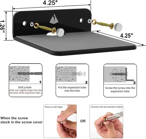 Miniatura 7 de Estantes flotantes pequeños para altavoces, paquete de 2 estantes de pared, soporte de altavoz para altavoz, estante de exhibición de cámara web