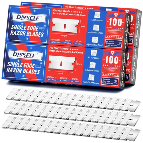 Miniatura 8 de DIYSELF Hojas de afeitar de un solo filo, 200 piezas - Hojas de afeitar de acero con alto contenido de carbono para quitar calcomanías, pegatinas