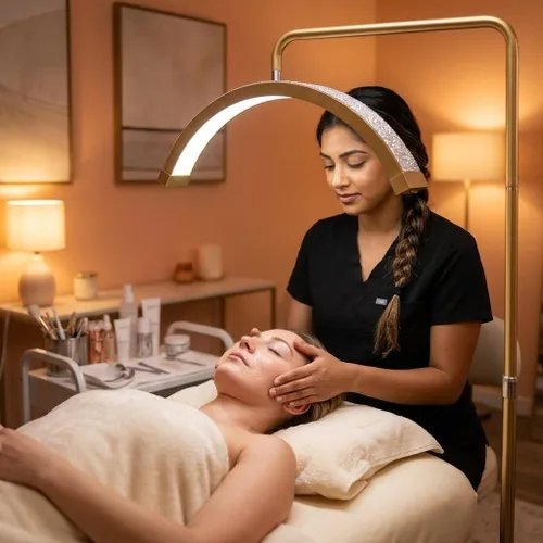 Miniatura 13 de Lámpara de pestañas Bling media luna Lámpara LED regulable con diamantes para esteticistas de pestañas - Lámpara LED de pie para pestañas