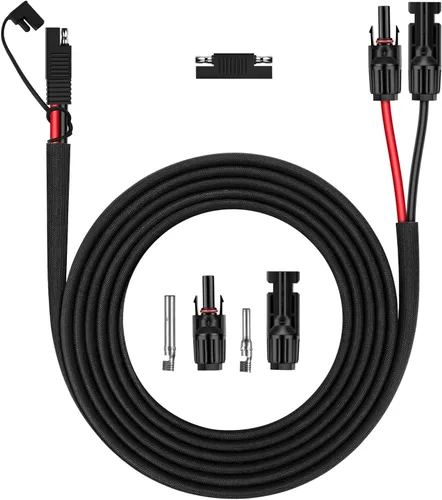 Miniatura 10 de iGreely Cable conector de panel solar de 2 pies, adaptador SAE de 10 AWG a macho y hembra, cable de extensión fotovoltaica para panel solar