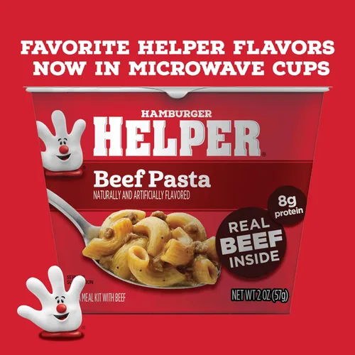 Miniatura 6 de Hamburger Helper Vaso para microondas de pasta de res (2 onzas – 6 unidades) sin sabores artificiales, listo en 4 minutos, comidas rápidas