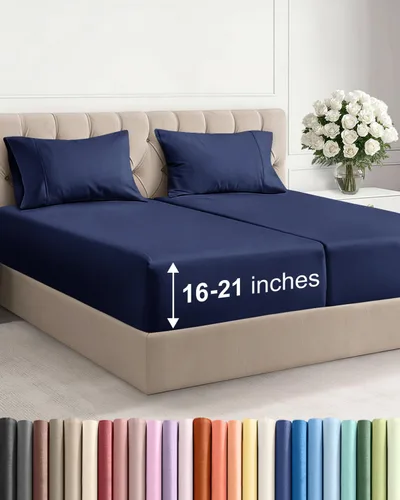 Miniatura 145 de Sábanas King divididas con bolsillos extra profundos, sábanas transpirables y refrescantes de 5 piezas, sábanas de lujo para hotel, suaves, sin 25
