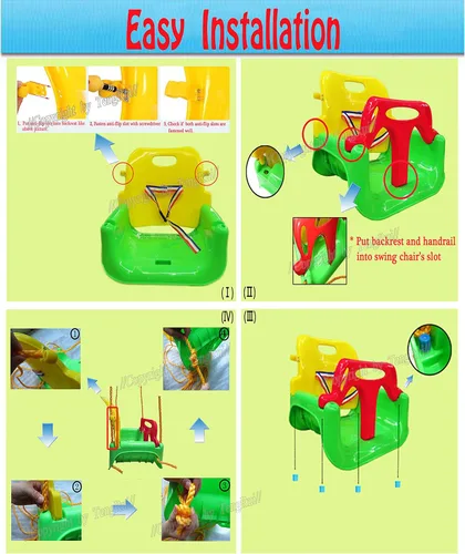 Miniatura 6 de Columpio desmontable 3 en 1 para niños pequeños a adolescentes que juegan al aire libre (silla azul con ganchos a presión)