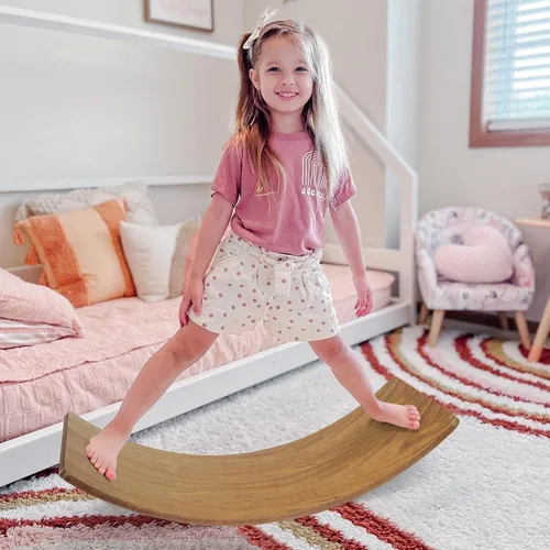 Miniatura 12 de Gentle Monster - Tabla de equilibrio oscilante de madera, juguete de madera natural Montessori para niños pequeños y adultos; juguete de aprendizaje