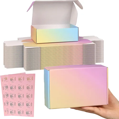 Miniatura 13 de Cajas de envío pequeñas, 6x4x2 pulgadas, paquete de 15 cajas de embalaje de cartón coloridas, cajas de correo para embalaje de pequeñas empresas