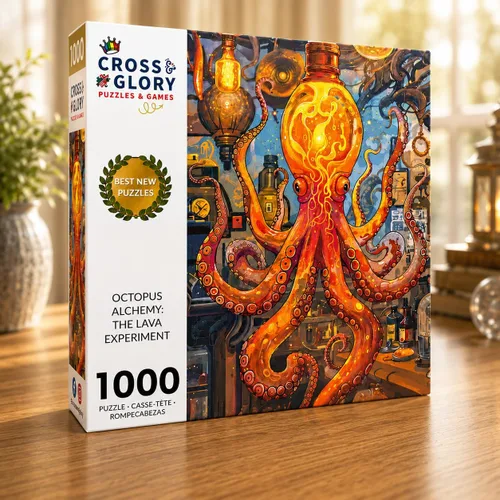 Miniatura 2 de Cross & Glory Rompecabezas de 1000 piezas para adultos Alquimia del pulpo: El Experimento de Lava Rompecabezas de arte marino oceánico