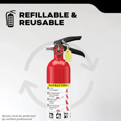 Miniatura 6 de Kidde Extintor de fuego de grado comercial para oficina, escuelas, recargable 1A10BC Extintor recargable y reutilizable para pequeños incendios