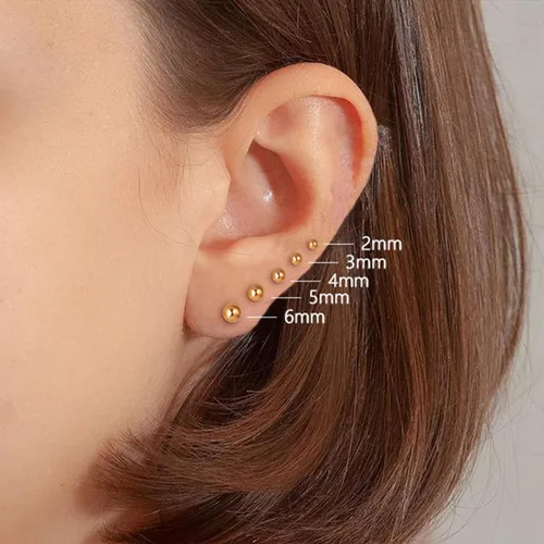 Miniatura 6 de 68 pares de aretes de oro para mujer, paquete múltiple, hipoalergénicos, surtidos para niñas, múltiples piercings, circonita cúbica, perla
