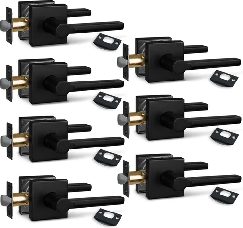 Miniatura 33 de NEWBANG Palanca de puerta de cama/baño para privacidad Baño e interior Manija de cerradura de puerta en negro mate envejecido, HD1601-DB-BK-1P