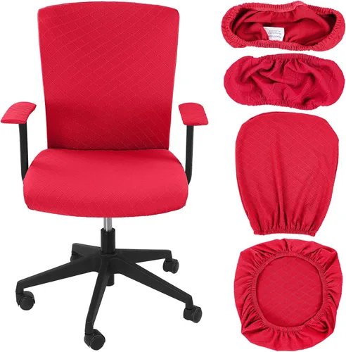 Miniatura 18 de Tallew Juego de 4 fundas para sillas de oficina, fundas protectoras universales para sillas de computadora, fundas elásticas para reposabrazos