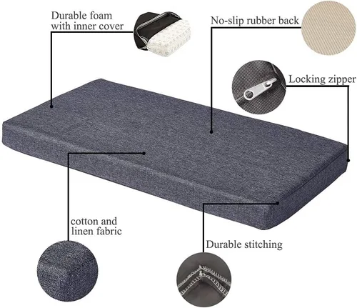 Miniatura 4 de SAMTY Almohadillas de espuma viscoelástica para silla con base de goma antideslizante, cojín de banco interior de 36 pulgadas (beige)