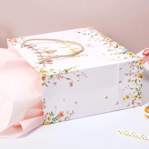 Miniatura 8 de Crisky Bolsa de regalo grande de 13 pulgadas para baby shower con papel de seda, tarjeta de regalo y lazo para decoraciones de baby shower, regalos