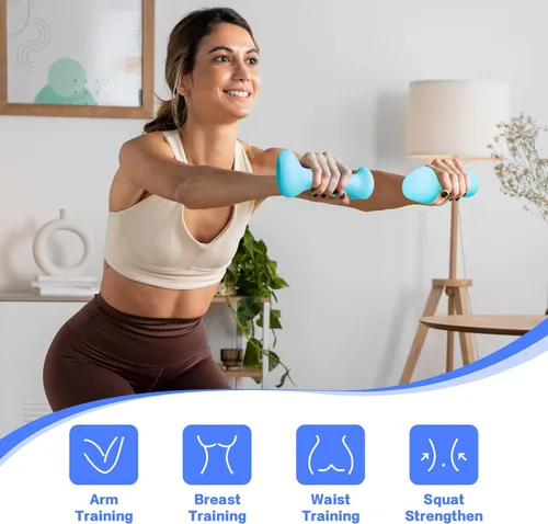 Miniatura 5 de HXD-ERGO Juego de mancuernas ergonómicas para mujeres, pesas de mano para mujeres, para pilates, yoga, correr, entrenamiento de fuerza 4 libras